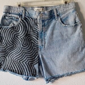 Abercrombie & Fitch Jean Shorts with Black Pattern Ultra Hi Rise Size 32